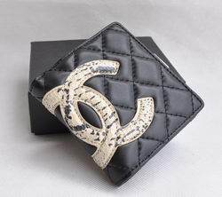 Fake Chanel mini Leather Snake CC Logo Bi-Fold Wallet 26720 Black Online
